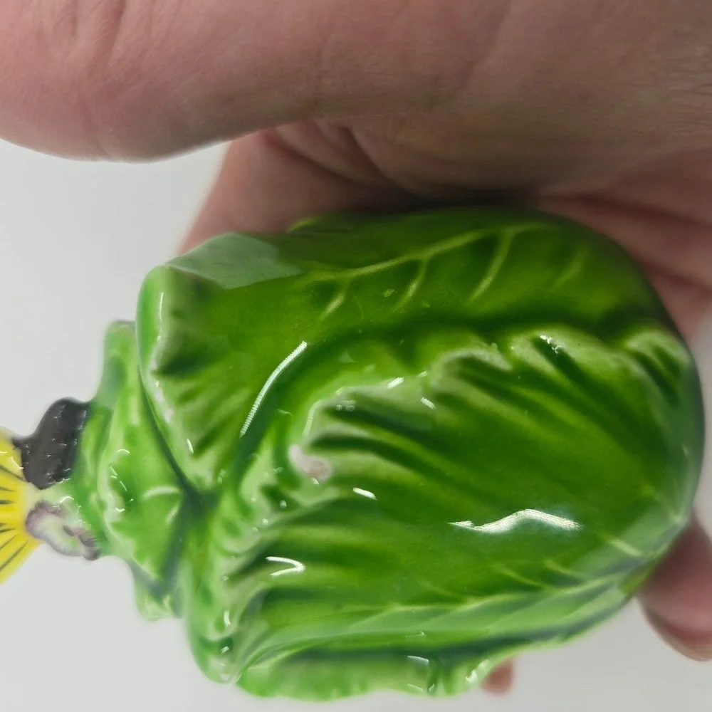 Vintage Enesco Japan Butterfly Cabbage Salt Shaker Green Ceramic Replacement